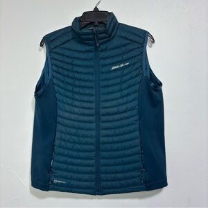 Eddie Bauer Teal Puffer Vest Women's Large Down Insulation Packable